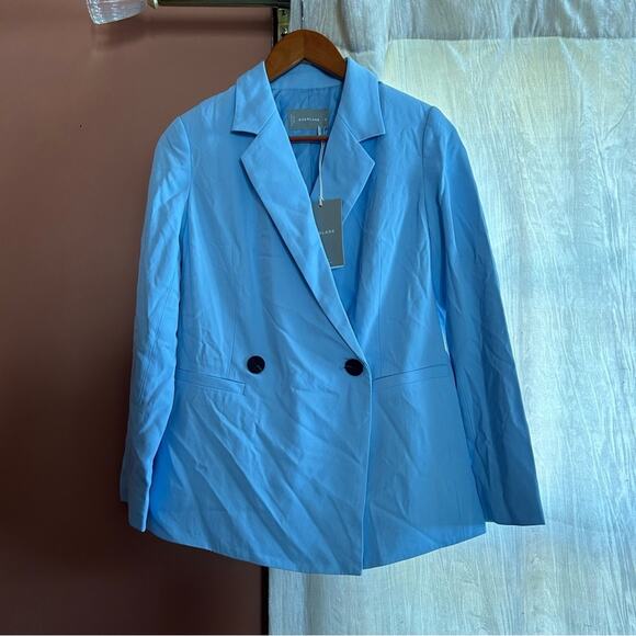 Everlane The Drapey Blazer Double-Breasted Suit Jacket Chambray Blue NWT Size 00 - Picture 2 of 11